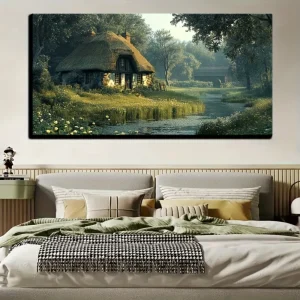 Printed art on canvas, 1.5 inch thick pine solid wood frame
